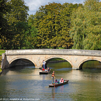 Buy canvas prints of Trinity Bridge and Punts on River Cam by Allan Bell