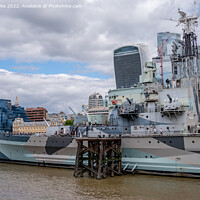 Buy canvas prints of HMS Belfast warship on the river Thames by Jeff Whyte