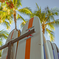 Buy canvas prints of Surfboards on Waikiki Beach by Jeff Whyte