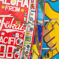 Buy canvas prints of Surfboards lined up in storage at Waikiki by Jeff Whyte
