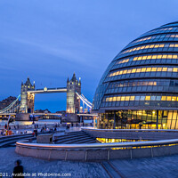 Buy canvas prints of London City Hall and Tower Bridge by Jeff Whyte