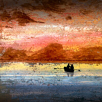 Buy canvas prints of Rowing At Sunset  by Robert Fennah