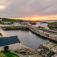 Buy canvas prints of "Enchanting Sunset at Ballintoy Harbour" by KEN CARNWATH