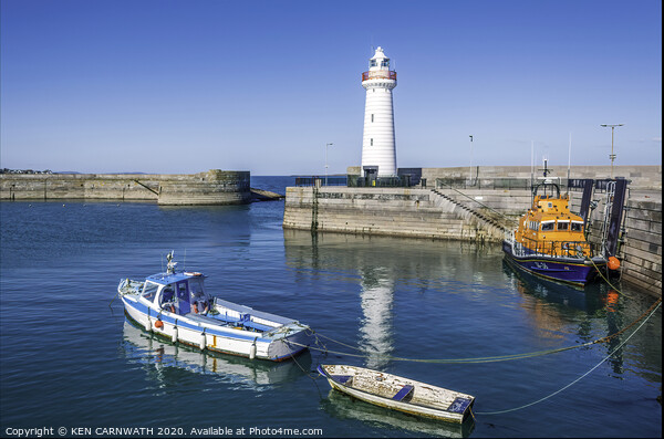 "The Serene Beauty of Donaghadee Lighthouse" Picture Board by KEN CARNWATH