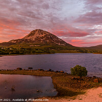 Buy canvas prints of "Golden Majesty: The Enchanting Mount Errigal" by KEN CARNWATH