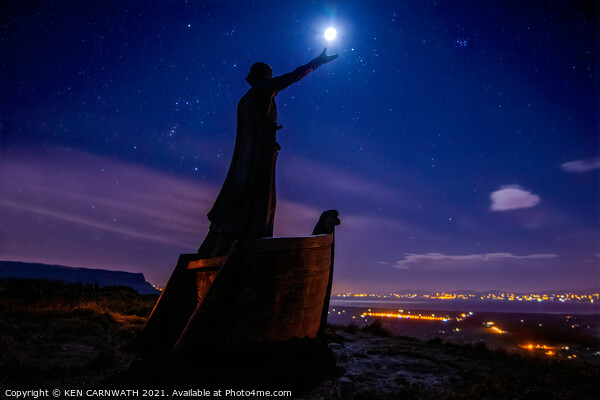 Enchanting Moonlit Statue on Binevenagh Mountain Picture Board by KEN CARNWATH