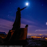 Buy canvas prints of Enchanting Moonlit Statue on Binevenagh Mountain by KEN CARNWATH