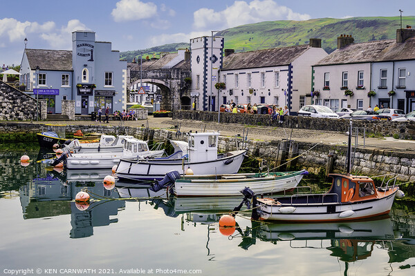 Captivating Carnlough Harbour Picture Board by KEN CARNWATH