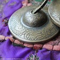 Buy canvas prints of Ting-Sha, Meditation Bells on purple by Imladris 