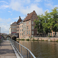 Buy canvas prints of River Dijl Boardwalk, Mechelen, Belgium by Imladris 