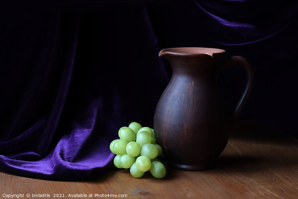 Earthenware Pitcher and Grapes Still-life Picture Board by Imladris 