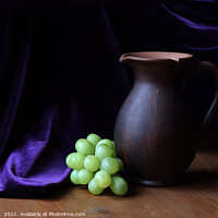 Buy canvas prints of Earthenware Pitcher and Grapes Still-life by Imladris 