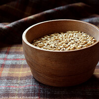 Buy canvas prints of Malted Barley Grains in a Wooden Bowl by Imladris 