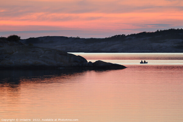 Resö Sunset Rowing Boat, Sweden Picture Board by Imladris 