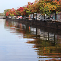 Buy canvas prints of River Dender Autumn View, Aalst, Belgium by Imladris 