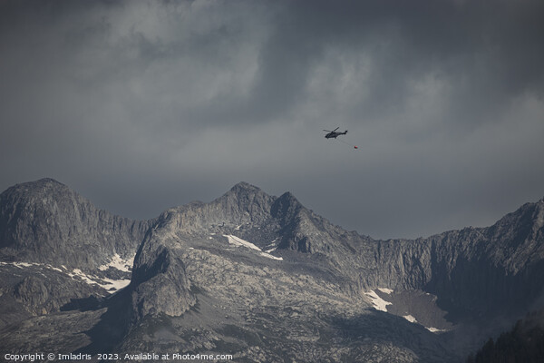 Moody Swiss Mountain with Helicopter Picture Board by Imladris 