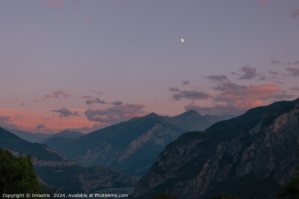 Moonrise over the Maurienne Valley, France Picture Board by Imladris 