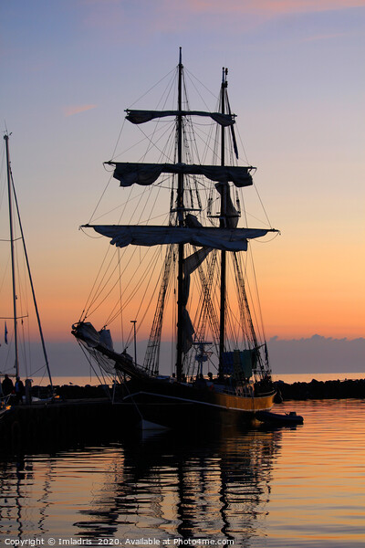 Silhouetted Sunset Tall Ship Picture Board by Imladris 
