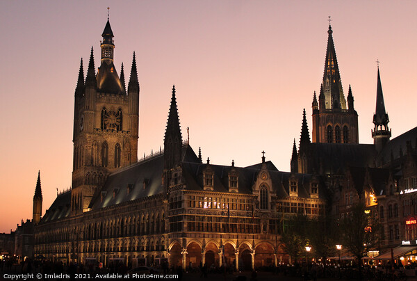 Ypres Cloth Hall, Belgium by Night Picture Board by Imladris 