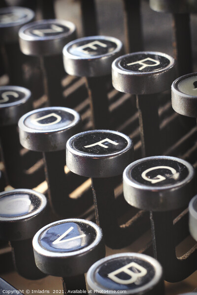 Vintage azerty typewriter keys in close up Picture Board by Imladris 