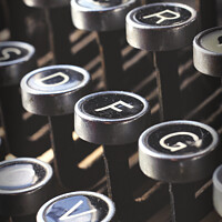 Buy canvas prints of Vintage azerty typewriter keys in close up by Imladris 
