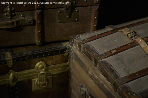 Closeup shot of vintage travel boxes and suitcases Picture Board by Kristof Bellens