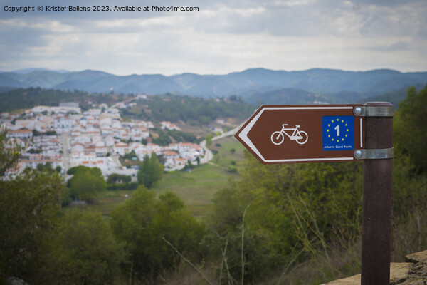 Atlantic Coast Bicycle route sign in Aljezur, Algarve, Portugal. Picture Board by Kristof Bellens