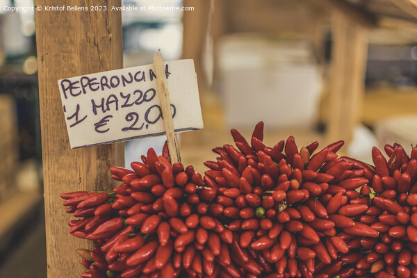 Bunch of peppers for sale in Italy Picture Board by Kristof Bellens