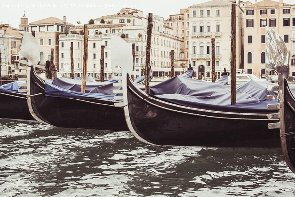 Gondola lined up at Canal Grande in Venice Picture Board by Kristof Bellens