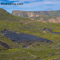 Buy canvas prints of Wide panorama view on Haria on Lanzarote and the valley of the thousand palms. by Kristof Bellens