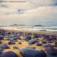 Buy canvas prints of View on Famara Beach in Lanzarote, Canary Islands, Spain by Kristof Bellens