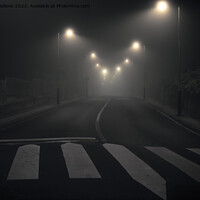 Buy canvas prints of Night shot of a desolate, empty and abandoned city street with streetlights illuminating the road by Kristof Bellens
