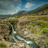 Buy canvas prints of Waterfall on The Watkin Path, Snowdonia. by jim cooke
