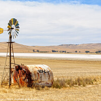 Buy canvas prints of Wind wheel and water tank - South Australia by Laszlo Konya
