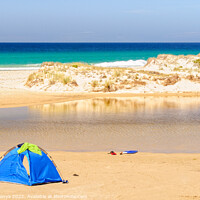 Buy canvas prints of Beach tent on  Little Beach - Chain of Lagoons by Laszlo Konya