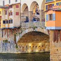 Buy canvas prints of Shops on the Ponte Vecchio - Florence by Laszlo Konya