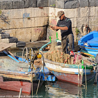 Buy canvas prints of Fisherman in the dock - Siracusa by Laszlo Konya