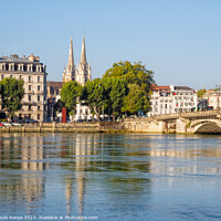 Buy canvas prints of Adour River and the Cathedral of Saint Mary - Bayonne by Laszlo Konya