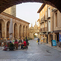 Buy canvas prints of Plaza de Santa Maria - Los Arcos by Laszlo Konya