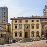 Buy canvas prints of Pieve di Santa Maria and Fraternita Palace - Arezzo by Laszlo Konya