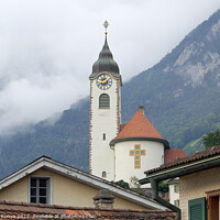 Buy canvas prints of Church of Fluelen - Lake Lucerne by Laszlo Konya