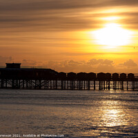 Buy canvas prints of Golden Sunset over Hastings Pier by Paul Lawrenson
