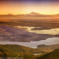 Buy canvas prints of Vancouver and Mt Baker grunge aerial view by Eti Reid