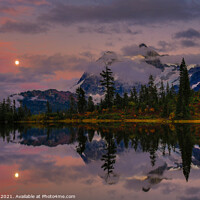 Buy canvas prints of Bloodmoon rise over Picture lake by Eti Reid