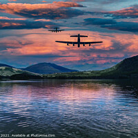 Buy canvas prints of Lancasters on an evening mission by Cliff Kinch