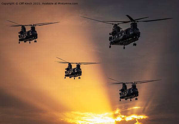 Chinook evening flight Picture Board by Cliff Kinch