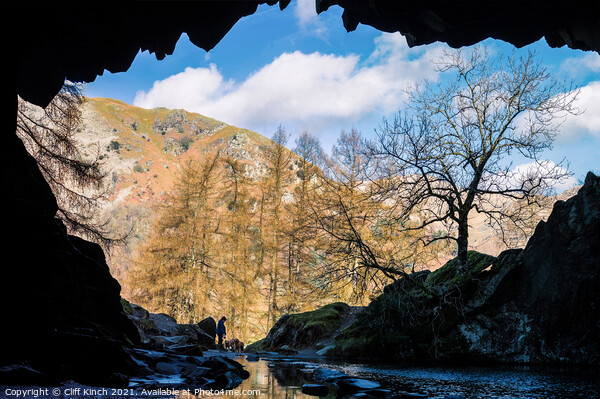 Awe-inspiring view from Rydal Cave Picture Board by Cliff Kinch