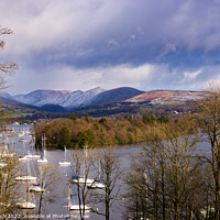 Buy canvas prints of Lake Windermere and Belle Isle by Cliff Kinch