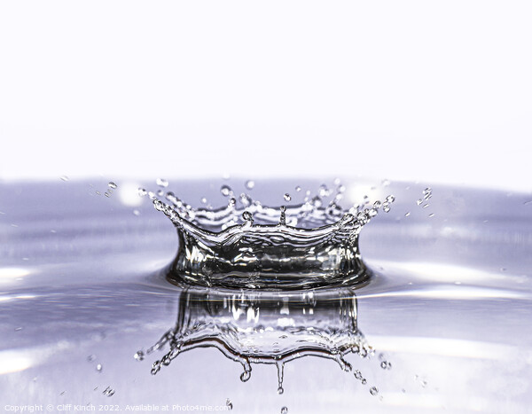 Crown reflection water drop Picture Board by Cliff Kinch
