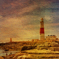 Buy canvas prints of Portland Bill Lighthouse painterly by Cliff Kinch